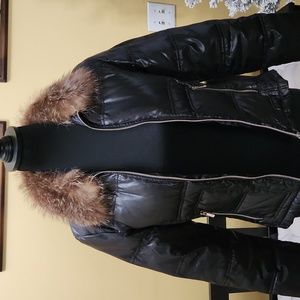Michael kors black puffer coat with removable fur collar size PS